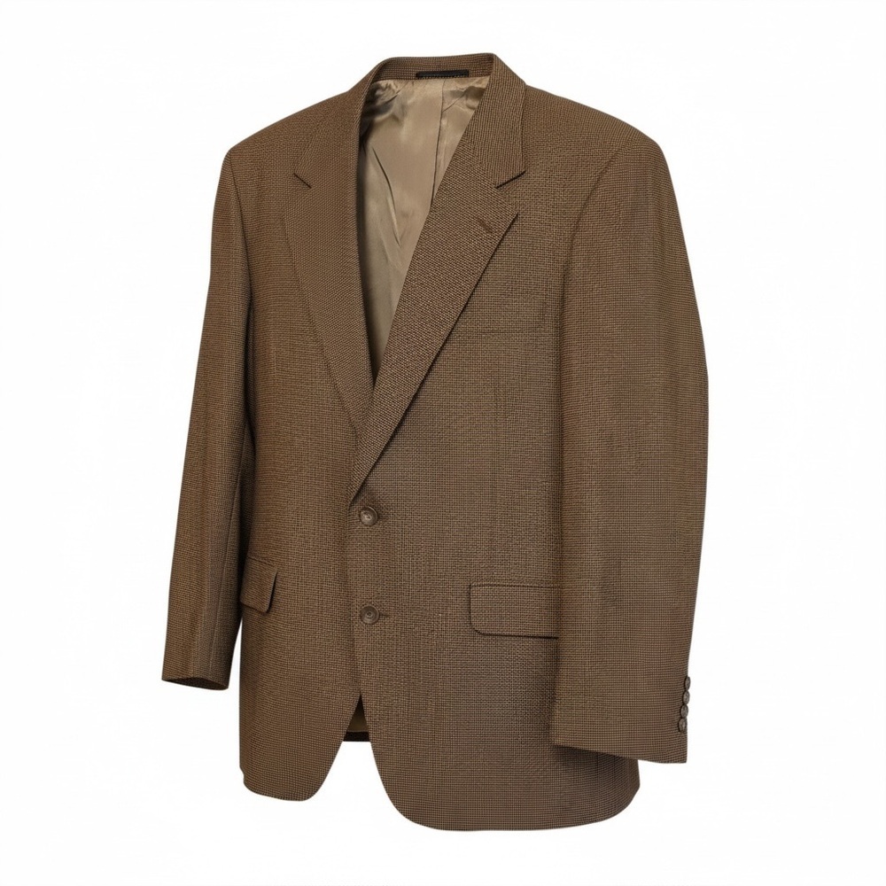 Willis & Geiger Men Brown Houndstooth Sport Coat Blazer 46R USA